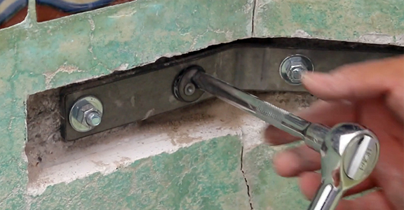 Structural Crack Repair - Installing a corner staple